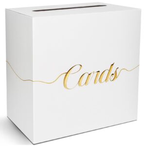 cayioa card box for party in gold foil embossed design white card box gift cards receiving box for birthday wedding graduation card box