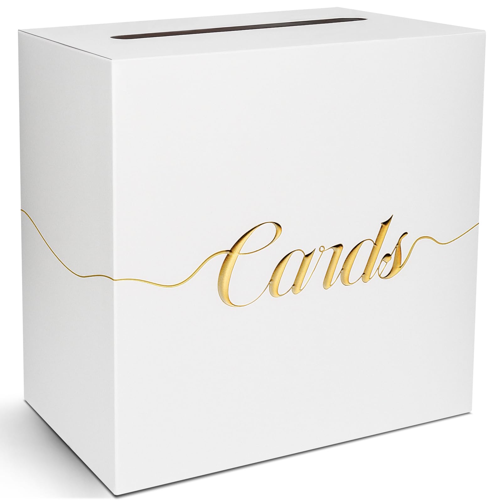 Cayioa Card Box for Party in Gold Foil Embossed Design White Card Box Gift Cards Receiving Box for Birthday Wedding Graduation Card Box