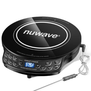 nuwave induction cooktop, improved hot plate with digital probe , 106 temps 100°f-575°f, 3 watt settings, portable induction burners for cooking