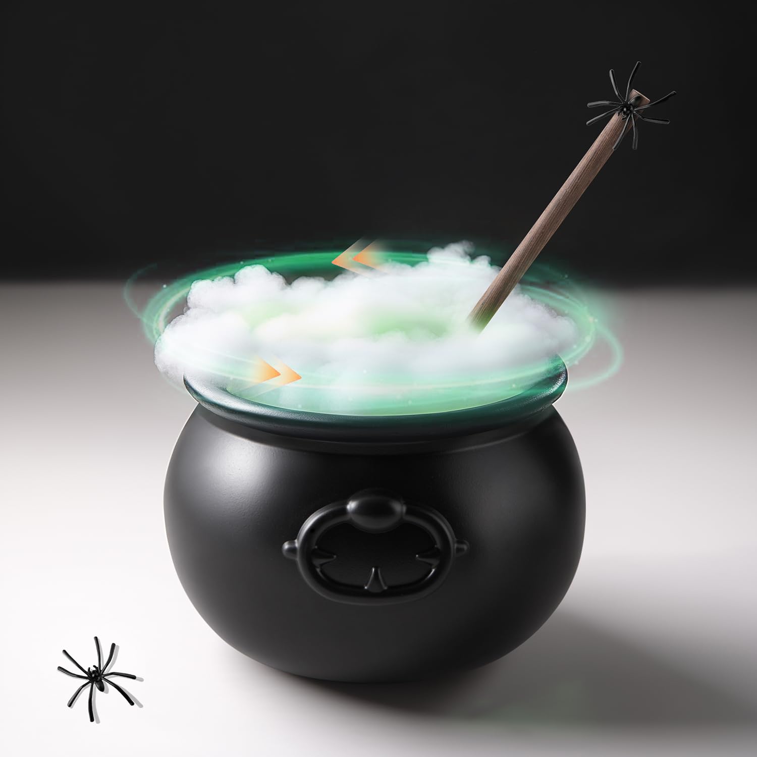 Halloween Decorations Indoor - Magic Auto Stirring Mixing Witches Cauldron Halloween Decor with 4 Light Strings - Black Plastic Witch Bowl Hocus Pocus Party Decoration for Table Home Kitchen Room