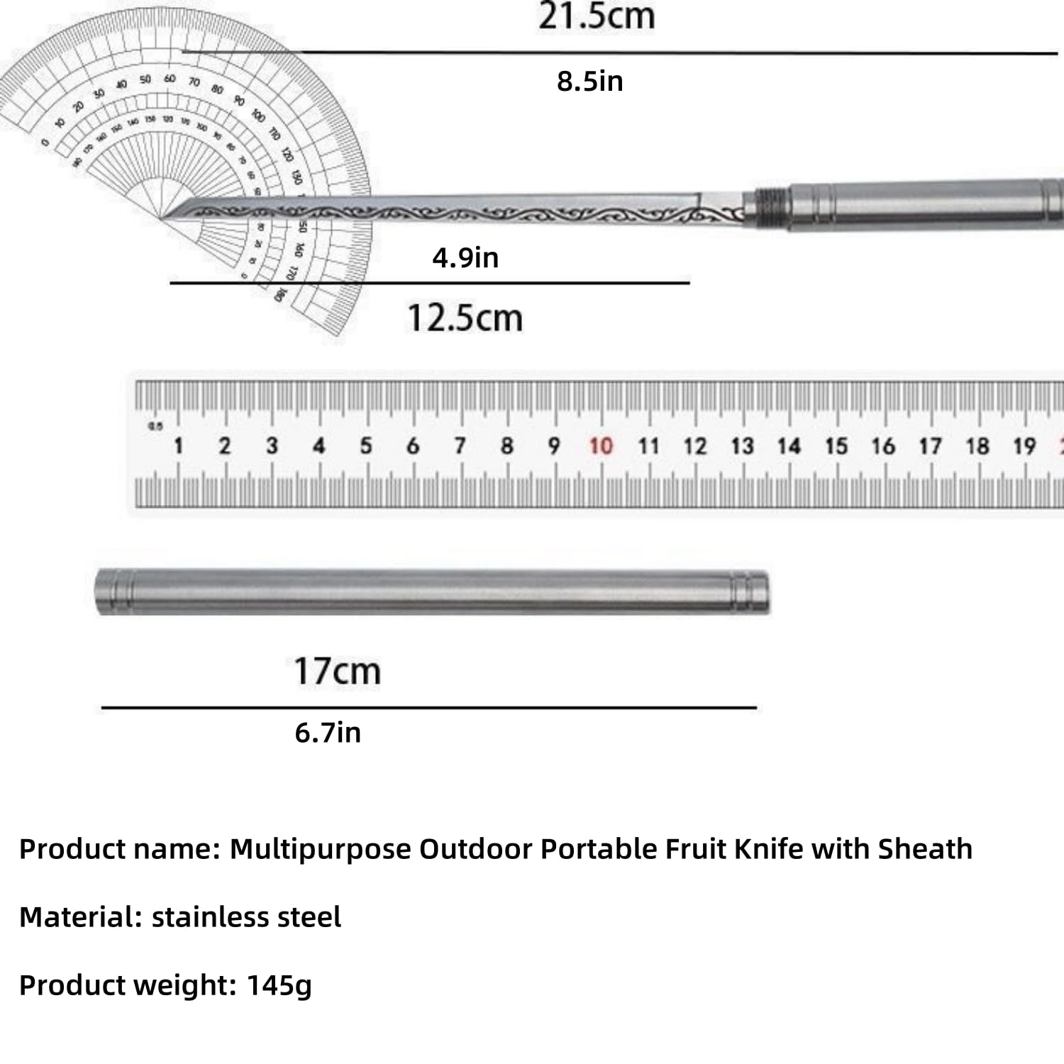 Multipurpose Outdoor Portable Fruit Knife With Sheath - Mini Stick Knife, Multifunction Sharp Stainless Steel Blade Knife, Cuchillo Multiusos Para Fruta PortáTil Para Exteriores Con Funda (2pcs)