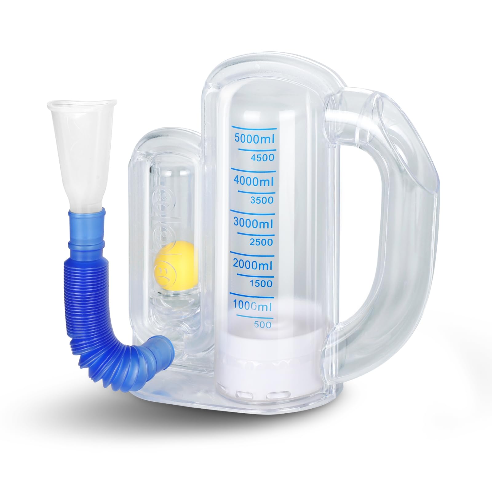 Incentive Spirometer (blue03) for Adult Breathing Exercise Device for Lungs Deep Breathing Trainer 5000ml Volume Measurement