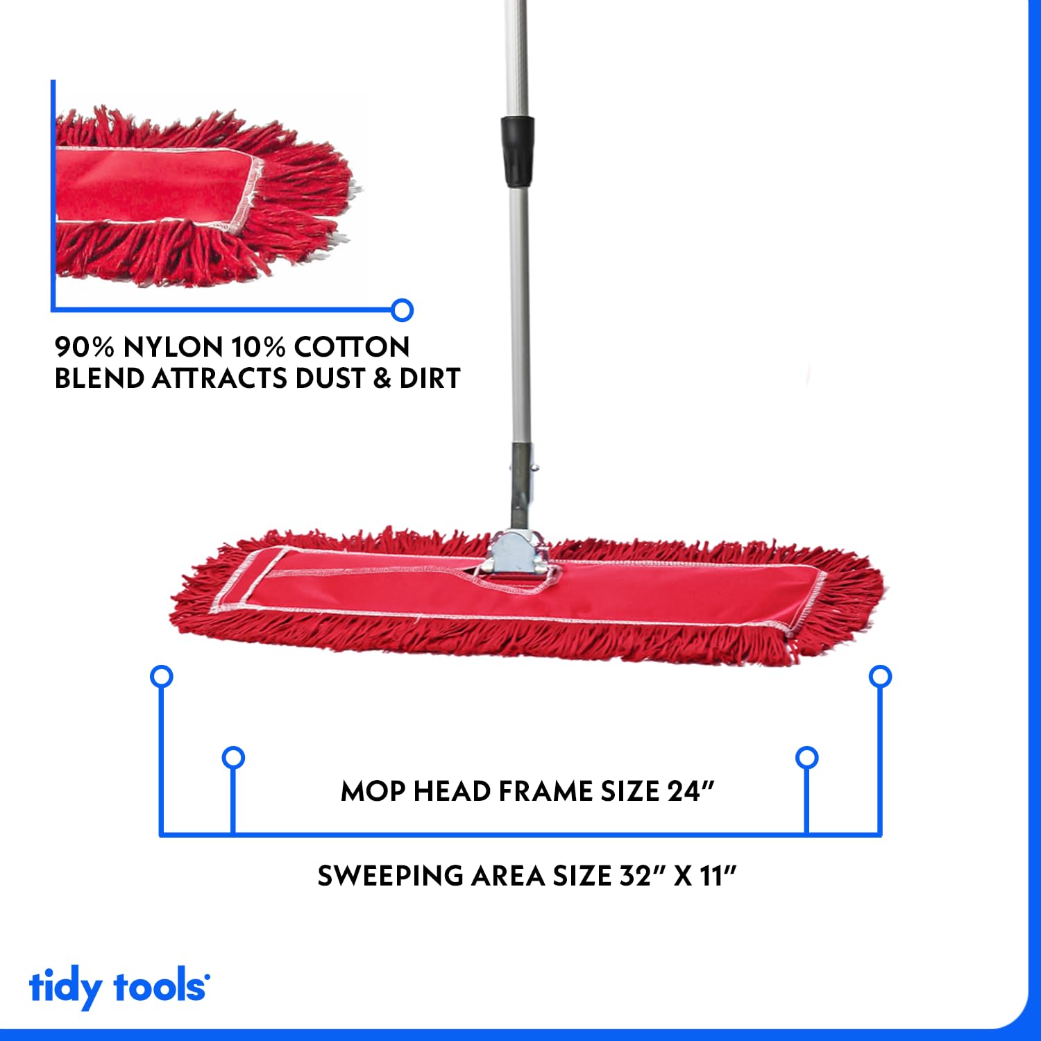 24 Inch Red Dust Mop with Metal Handle and 24 Inch Dust Mop Refill Bundle - 1 Mop Sets and 4 Refills