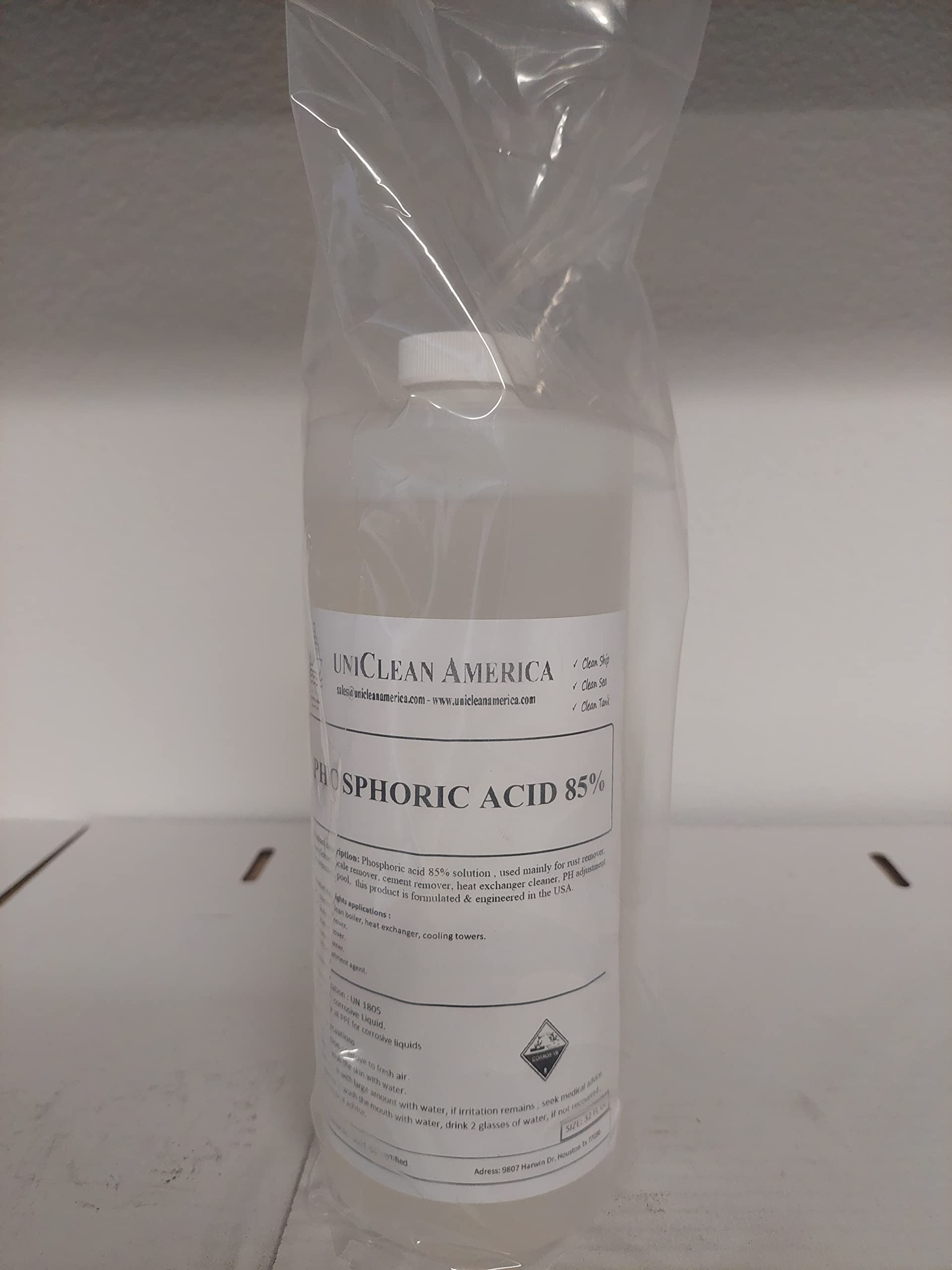 Phosphoric Acid 85% I H3PO4 85% Solution I for All Acid Cleaning I Rust Remover I LimeRemover I Scale Remover I Safe to Used on Most Metals - Made in USA - Size: 16 fl lz