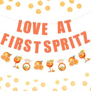 love at first spritz banner garland sweet orange cocktail bridal shower citrus party decor mimosa bridal shower spritz bar decor for women carnival bridal shower bachelorette wedding party supplies