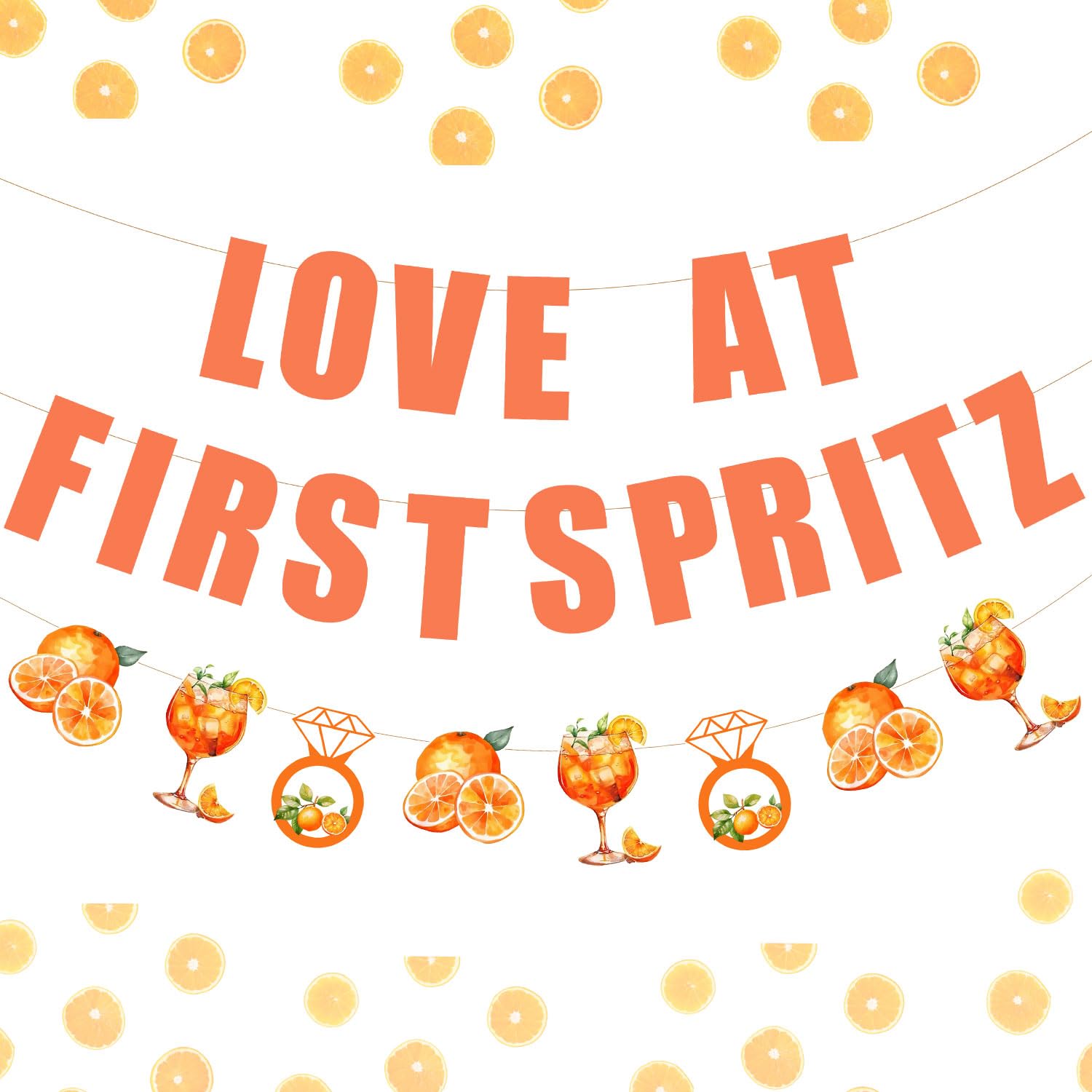 Love at First Spritz Banner Garland Sweet Orange Cocktail Bridal Shower Citrus Party Decor Mimosa Bridal Shower Spritz Bar Decor for Women Carnival Bridal Shower Bachelorette Wedding Party Supplies