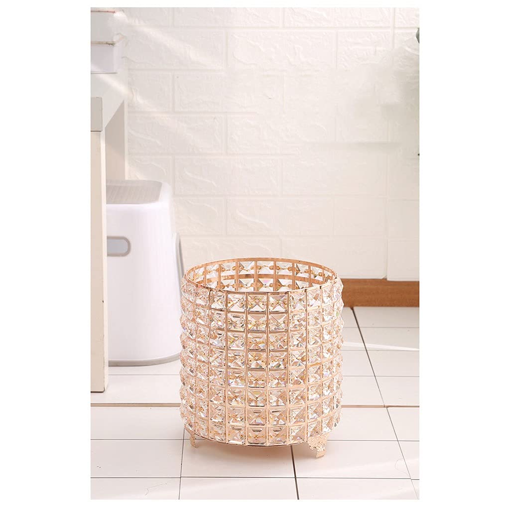 YOUQUEEN Trash Can Crystal Trash Can Home Living Room Bedroom Creative High-end Simple Large Size Without Cover Kitchen Garbage Cans(B)