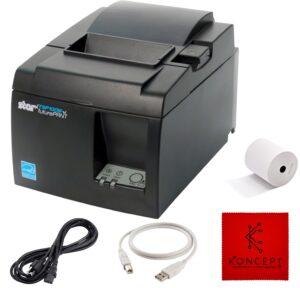 tsp143iiiu usb only - not bluetooth - star micronics thermal receipt printer bundle - 1 year warranty - with usb 2.0 cable, universal power cord and microfiber cleaning cloth - tsp100iii-usb (renewed)