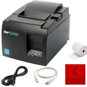 TSP143IIIU USB ONLY - NOT Bluetooth - Star Micronics Thermal Receipt Printer Bundle - 1 Year Warranty - with USB 2.0 Cable, Universal Power Cord and Microfiber Cleaning Cloth - TSP100iii-USB (Renewed)