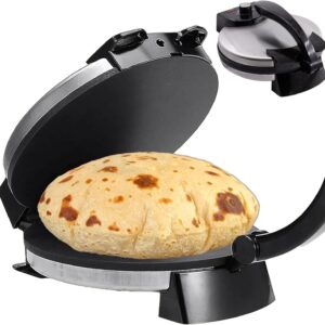 Roti Maker Machine 10 Inch Stainless Steel Electric Roti Maker Non-Stick Maquina Para Hacer Tortilla Press with Handle and Temperature Adjustment