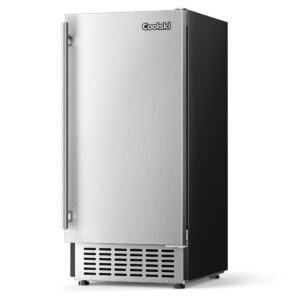 coolski 15" w commercial under counter ice maker machine, 80 lbs/day stainless steel built-in freestanding ice maker with condensate removal pump, water filter, for home apartment & commercial use