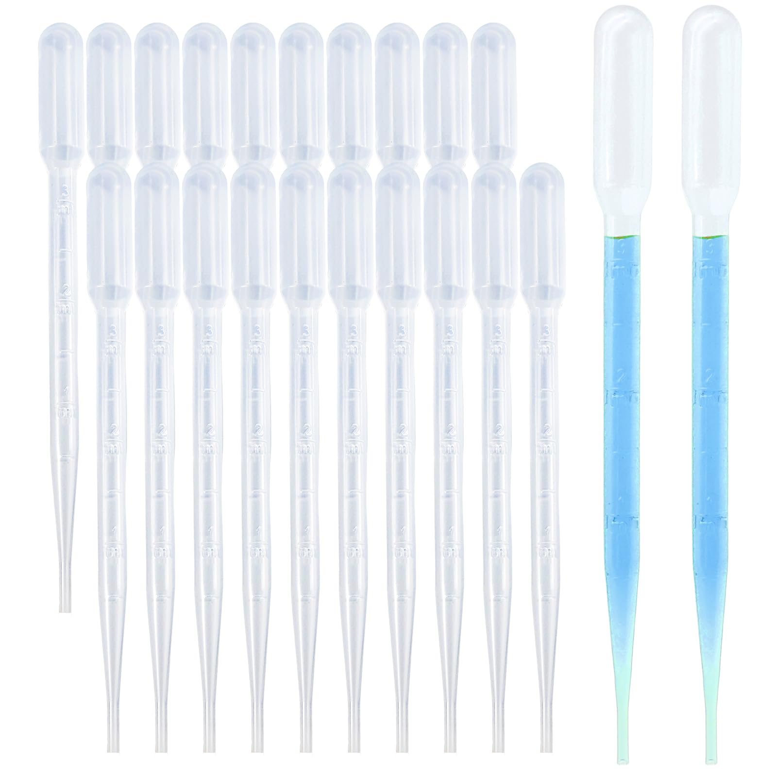 Atdcoek 200 PCS 3ml Disposable Pipette, Pipettes Dropper for for Essential Oils, Resin, Crafts, Labs, Kids Activities - Droppers, Plastic Pipettes