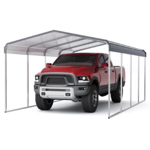 garveelife 12x20ftheavy duty carport,carport with galvanized steel roof and frame,upgraded extra large metal garage for pickup, car, boatand tractors,trucks, and tractors