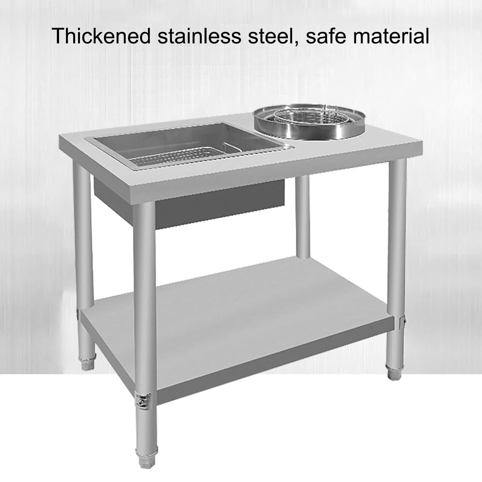 Stainless Steel Breading Table, Fried Food Prep Breader Station with Baskets, Breading Table Fried chicken FishFood Prep Station, for Chicken Fish Vegetable Fry