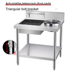 Fried Chicken Breading Table, Stainless Steel Breading Table, Commercial Food Kitchen Table with Containers and Baskets, for Fried Food, Chicken Thighs, Chicken Nuggets