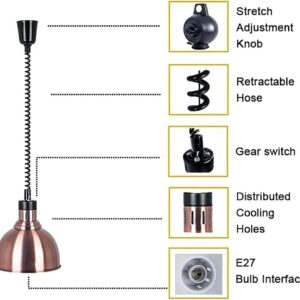 for Heating Food Lamp, 2 Package, for Heating 250 W Commercial Foods, Food Heater, Retractable Hose for Lamp for Heating Food, Prevents Food from