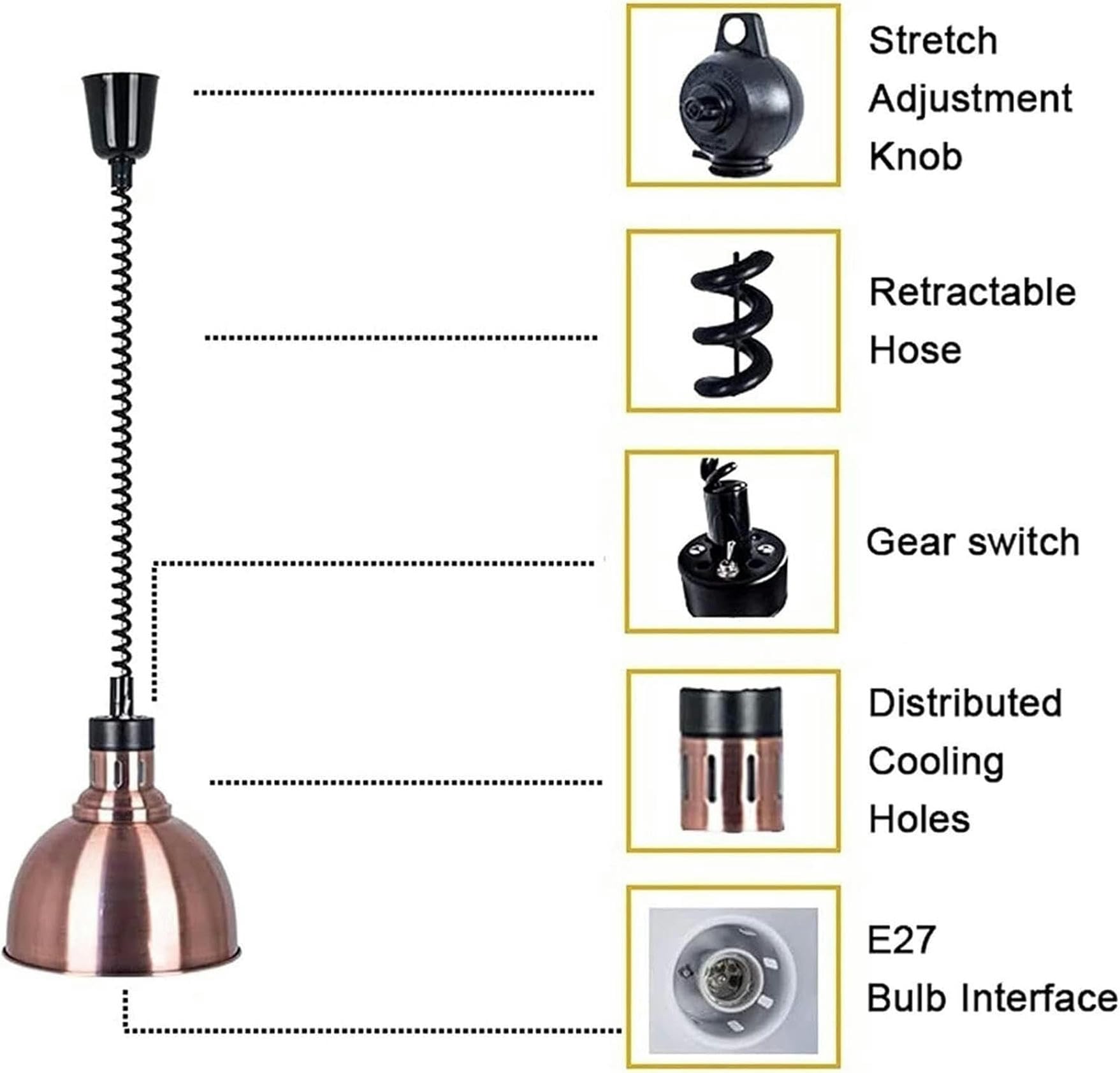 for Heating Food Lamp, 2 Package, for Heating 250 W Commercial Foods, Food Heater, Retractable Hose for Lamp for Heating Food, Prevents Food from