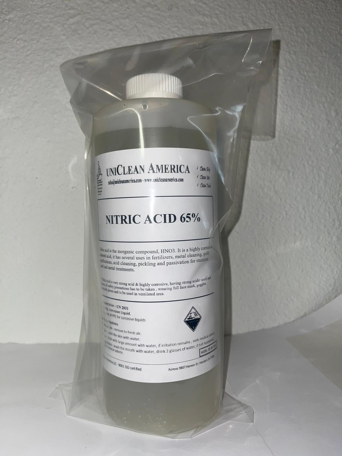 Nitric Acid 65% I HNO3 65% Solution I for Acid treamtment of Stainless Steel Pickling & passivation I Metal treamtent for Rust Remover & Scale Remover of SS I Made in USA - Size: 32 fl lz