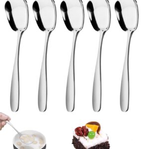 5Pcs Square Head Stainless Steel Spoons, Soup Spoons Stainless Steel, Ice Cream Spoons, Dessert Spoons, Square Head Measuring Spoons for Table Dinner Tea Sugar