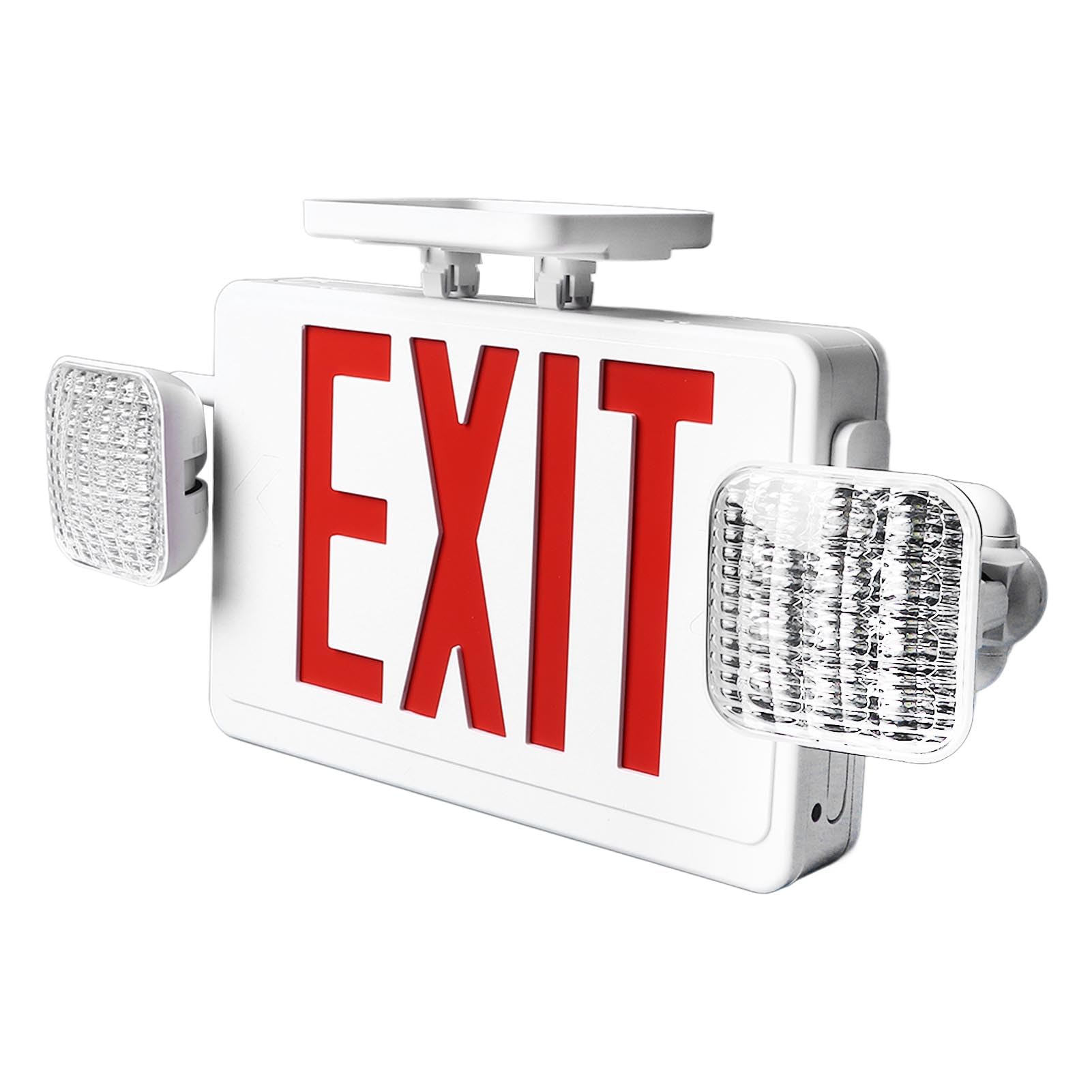 Led Exit Signs With Emergency Lights, Red Emergency Signage AC85 to 265V Emergency Exit Sign With 2 Emergency Light for Schools, Churches, Hospitals