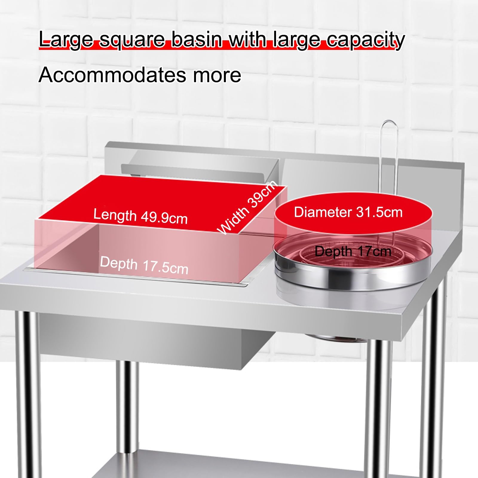 Fried Chicken Breading Table, Stainless Steel Breading Table, Commercial Food Kitchen Table with Containers and Baskets, for Fried Food, Chicken Thighs, Chicken Nuggets