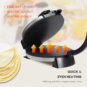 Electric Tortilla Press, Roti Maker Electric Indian Electric Tortilla Maker 10 Inch Electric Flour Tortilla Maker Quesadilla Maker, Double-sided Heating, Non-stick Coating