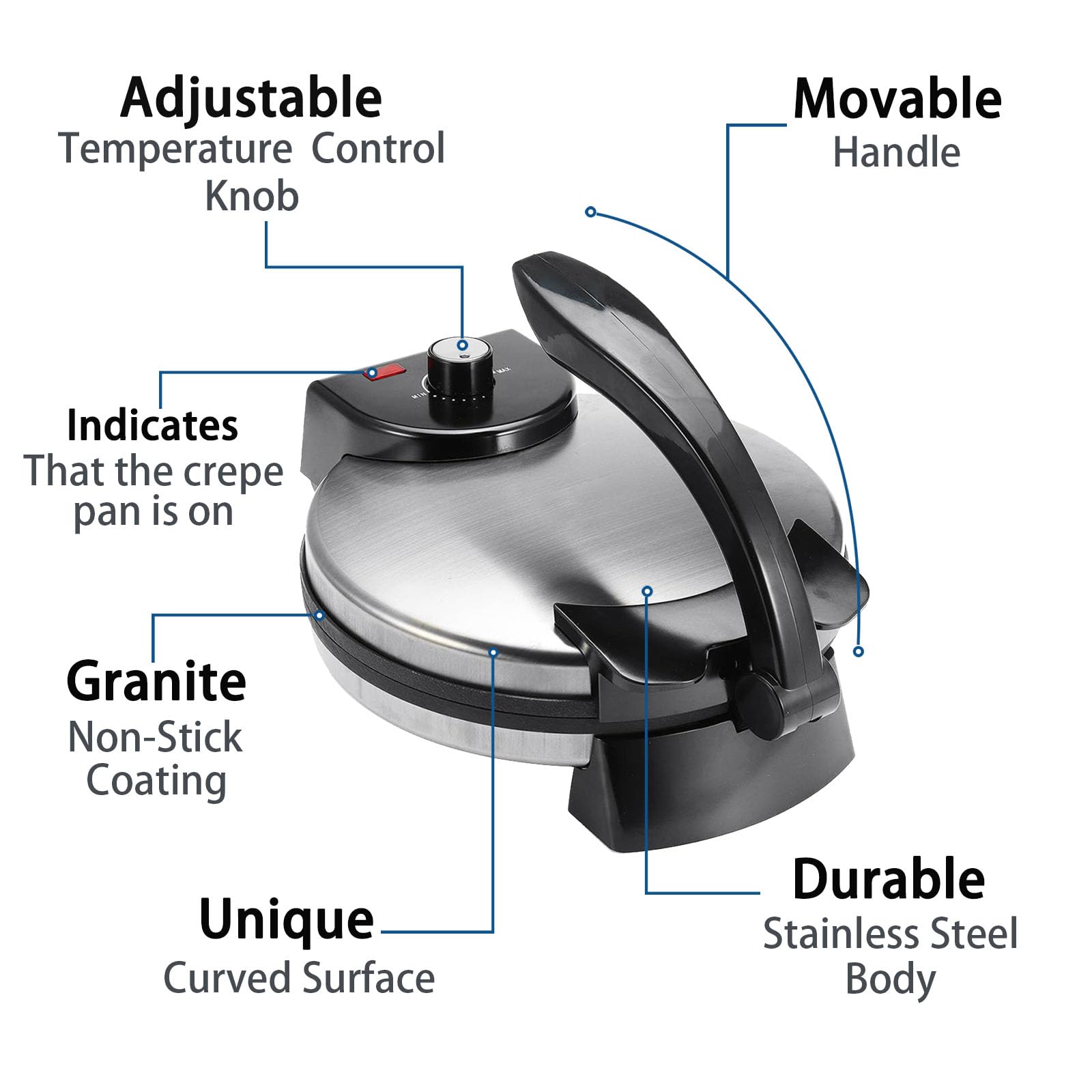 Electric Tortilla Press, Roti Maker Electric Indian Electric Tortilla Maker 10 Inch Electric Flour Tortilla Maker Quesadilla Maker, Double-sided Heating, Non-stick Coating