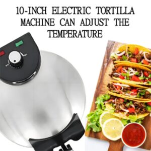 Roti Maker Machine 10 Inch Stainless Steel Electric Roti Maker Non-Stick Maquina Para Hacer Tortilla Press with Handle and Temperature Adjustment