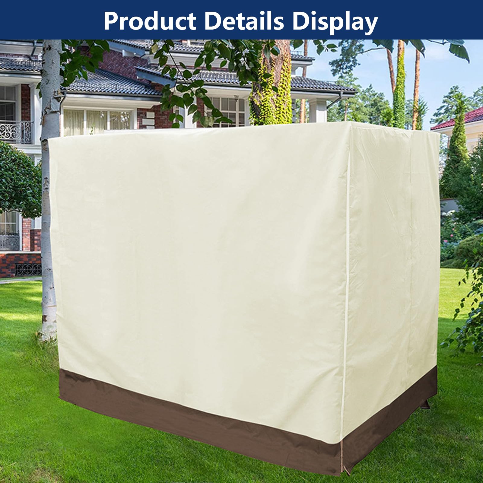 Outdoor Swing Cover 2 Triple Seater Garden Swing Cover Waterproof Patio Swing Canopy Cover UV Resistant All Weather Protection Garden Furniture Swing Chair Protector Cover