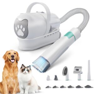 8vr dog grooming kit, pet grooming vacuum with pet clipper nail grinder, dog hair vacuum with 6 pet grooming tools for dogs cats shedding grooming