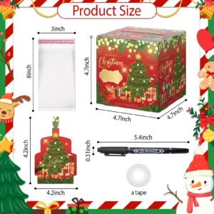 Christmas Money Box for Cash Gift Christmas Money Pull Box with Christmas Tree Card 40Pcs Transparent Bags Merry Christmas Write to Someone's Name A Fun Way to Give Cash to Family and Friends!