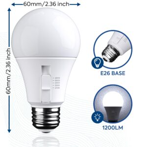 Nouscan Adjustable Light Bulb, 100W Equivalent, 5CCT A19 LED Light Bulb, E26 Base, 2700K 3000K 4000K 5000K 6000K, 1200LM, 13W E26 Medium Base Standard Light Bulb for Bedroom, Living Room, 4 Pack