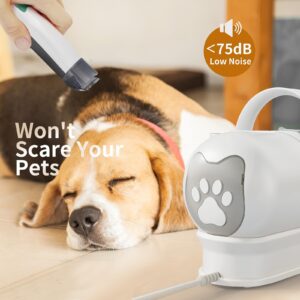 8VR Dog Grooming Kit, Pet Grooming Vacuum with Pet Clipper Nail Grinder, Dog Hair Vacuum with 6 Pet Grooming Tools for Dogs Cats Shedding Grooming