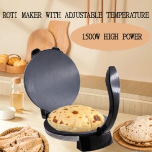 Roti Maker Machine 10 Inch Stainless Steel Electric Roti Maker Non-Stick Maquina Para Hacer Tortilla Press with Handle and Temperature Adjustment