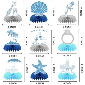 Last Toast On The Coast Bachelorette Party Honeycomb Centerpieces Decorations, Summer Blue Beach Pool Bridal Shower Diamond Ring Coastal Nautical Decor Supplies for Bride to be