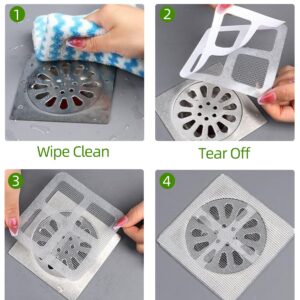 Disposable Drain Covers, Square Shower Drain Hair Catcher, Mesh Shower Stickers,for Shower, Bathroom, Laundry, Bathtub, Kitchen, Sink (30)