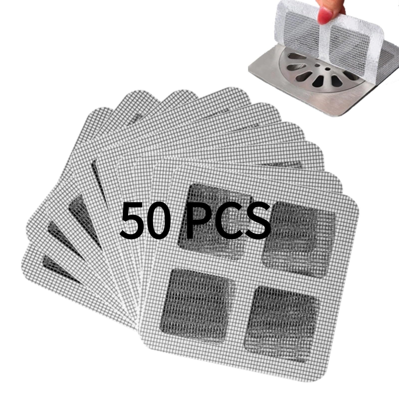 Disposable Drain Covers, Square Shower Drain Hair Catcher, Mesh Shower Stickers,for Shower, Bathroom, Laundry, Bathtub, Kitchen, Sink (30)