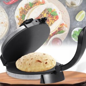 electric tortilla press, roti maker electric indian electric tortilla maker 10 inch electric flour tortilla maker quesadilla maker, double-sided heating, non-stick coating