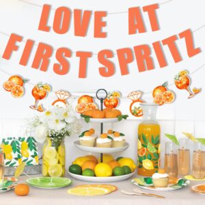 Love at First Spritz Banner Garland Sweet Orange Cocktail Bridal Shower Citrus Party Decor Mimosa Bridal Shower Spritz Bar Decor for Women Carnival Bridal Shower Bachelorette Wedding Party Supplies