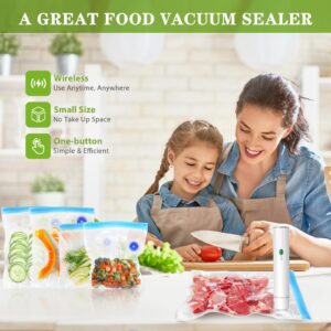 Vacuum Sealer for Food - Cordless Handheld Food Vacuum Saver with 10 Pcs Sealer Bags, Vacuum Sealer Machine for Food Preservation & Fresh - White