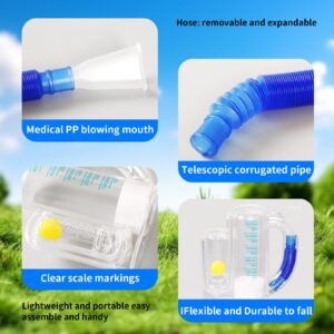 Incentive Spirometer (blue03) for Adult Breathing Exercise Device for Lungs Deep Breathing Trainer 5000ml Volume Measurement