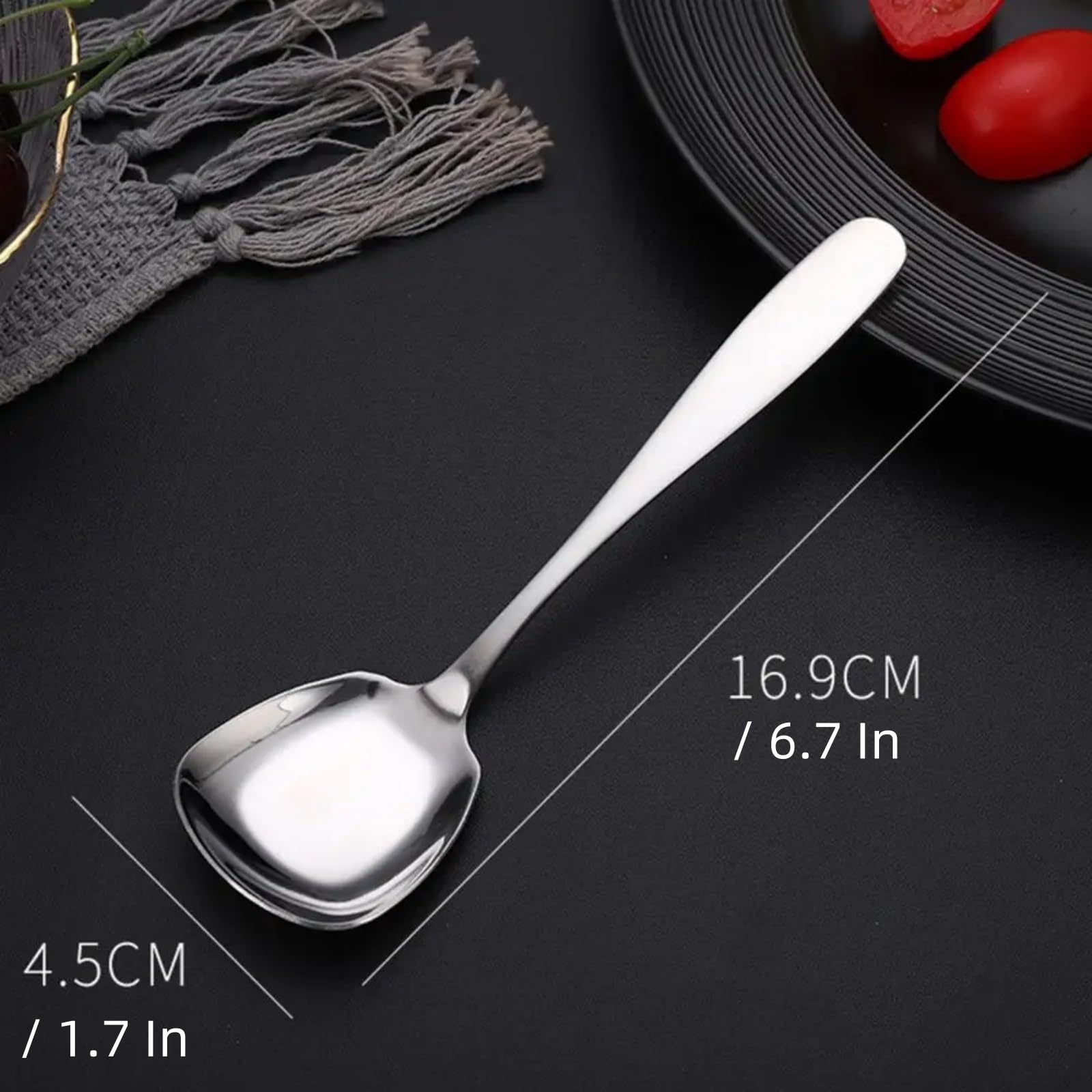 5Pcs Square Head Stainless Steel Spoons, Soup Spoons Stainless Steel, Ice Cream Spoons, Dessert Spoons, Square Head Measuring Spoons for Table Dinner Tea Sugar