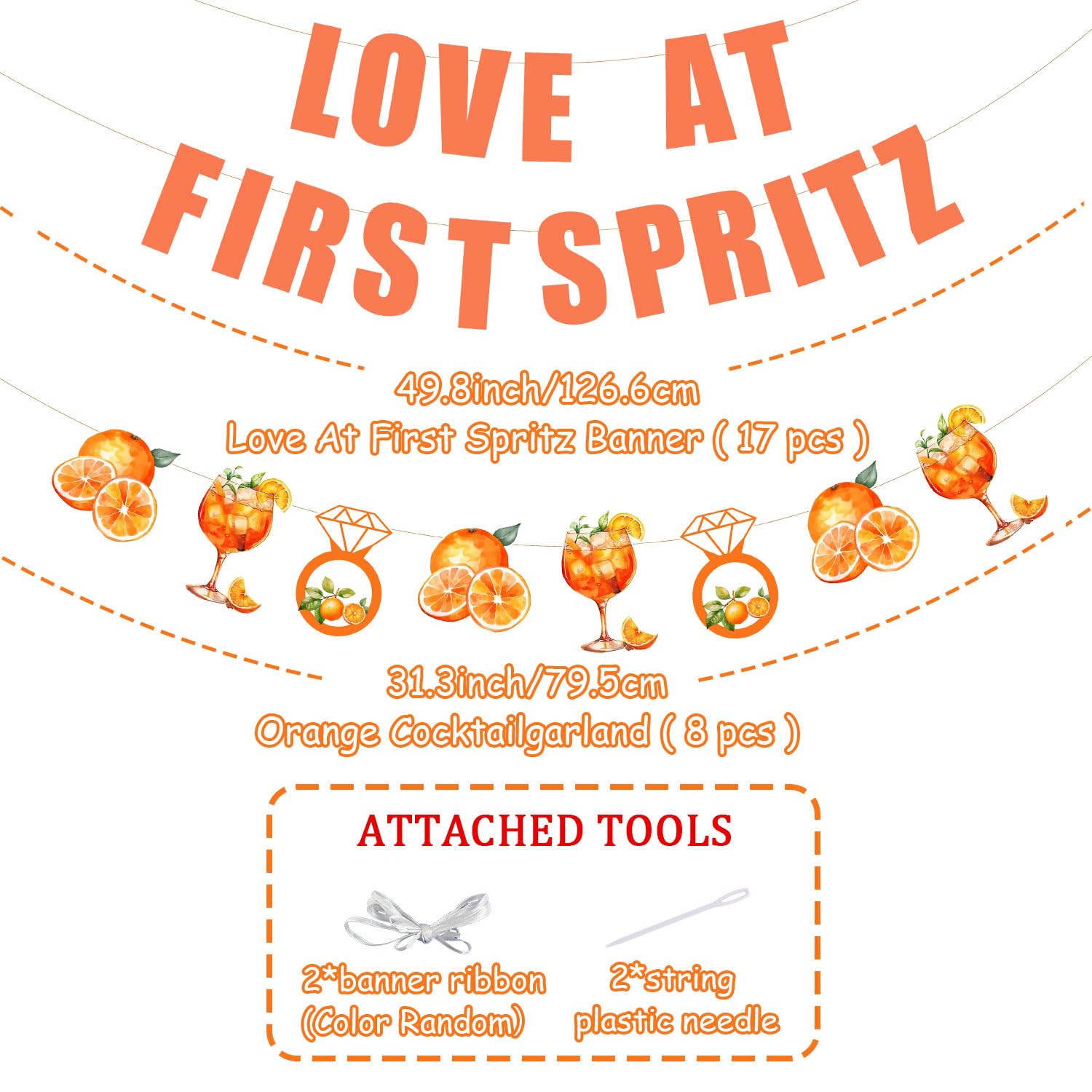 Love at First Spritz Banner Garland Sweet Orange Cocktail Bridal Shower Citrus Party Decor Mimosa Bridal Shower Spritz Bar Decor for Women Carnival Bridal Shower Bachelorette Wedding Party Supplies