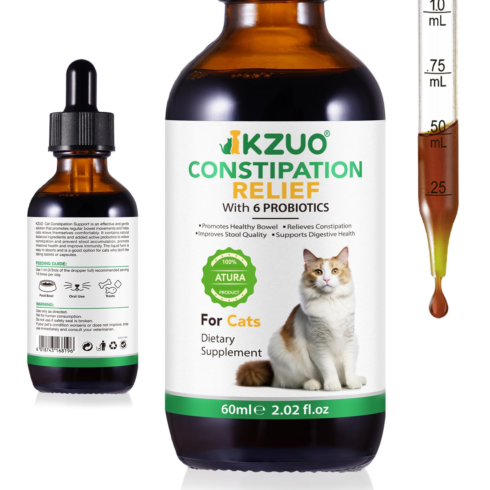 Bivinke Constipation Relief for Cat, Cat Laxative Constipation Relief, Cat Constipation Relief, Anti Diarrhea for Pet,100% Natural Cat Laxative with 6 Probiotics Cat Stool Softener - 2 fl oz (1)