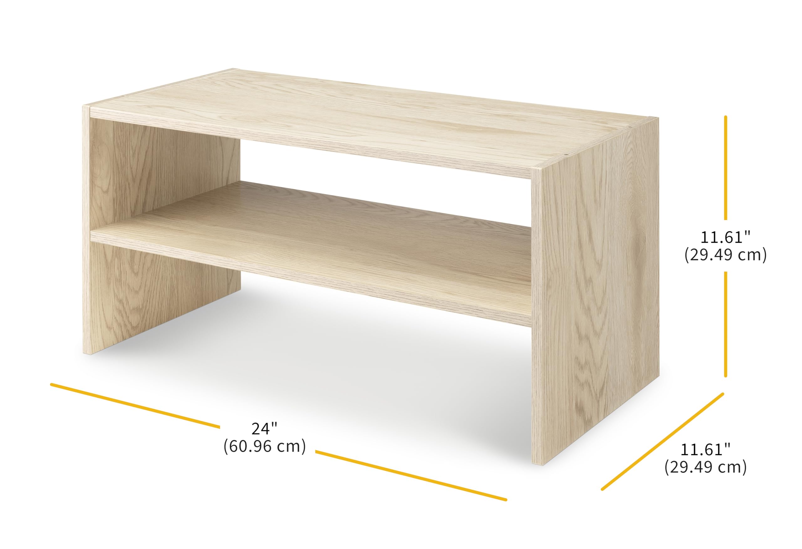 Whitmor Wood Stackable 2-Shelf Shoe Rack, White Oak, 24 inches