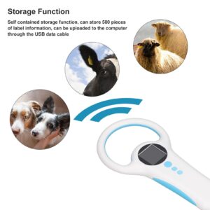 Mavaol Handheld RFID Pet Microchip Scanner, with 134.2kHz 125kHz Dual Frequency, 8 to 20 cm Scanning Range, 800 Data Storage, for Cat, Dog Pet Identification