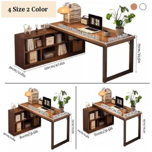 JIXDILO Modern L Shaped Desk with Shelves,Reversible L Shaped Computer Desk,Corner Computer Desk with File Cabinet,Workstation Executive Desk for Home Office(120x80x75cm(47x31x30inch), Wood)