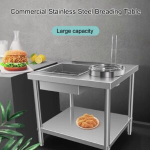 Stainless Steel Breading Table, Fried Food Prep Breader Station with Baskets, Breading Table Fried chicken FishFood Prep Station, for Chicken Fish Vegetable Fry