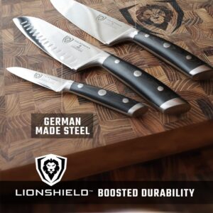 Dalstrong Gladiator Series Elite 3-Piece Knife Set W/Nomad Roll Bag & Individual Sheaths - Chef Essentials - Chef Knife, Santoku Knife, Paring Knife - G10 Handle - High Carbon German Steel