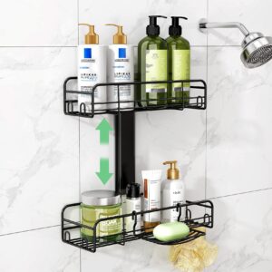 kitstorack hanging shower caddy - adjustable shower organizer with soap dish rustproof stainless steel shelf & aluminum spine no drilling shower shelves for bathroom organizers and storage